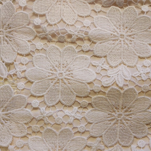 ModCloth White Ivory Floral Lace Short Sleeve Scallop Mini Dress Size 12 - Picture 4 of 9